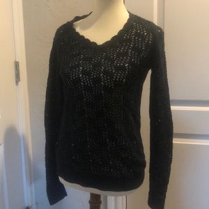 Loft Dark blue gray crocheted sweater